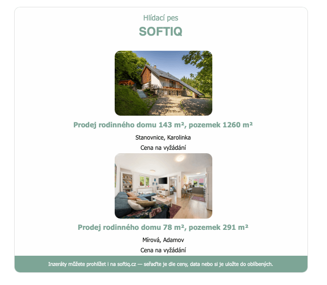 Emailové upozornění